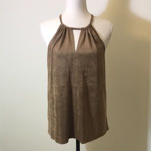 MAX STUDIO  Beige Sleeveless Keyhole Faux